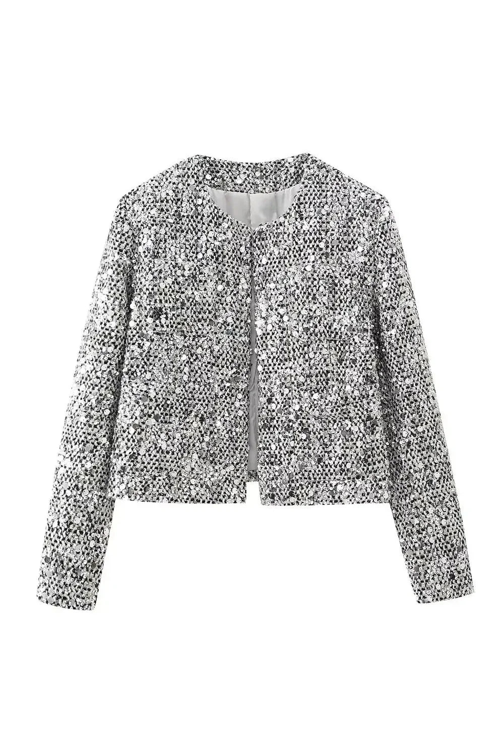 Paillettenjacke Mit Geradem Kragen