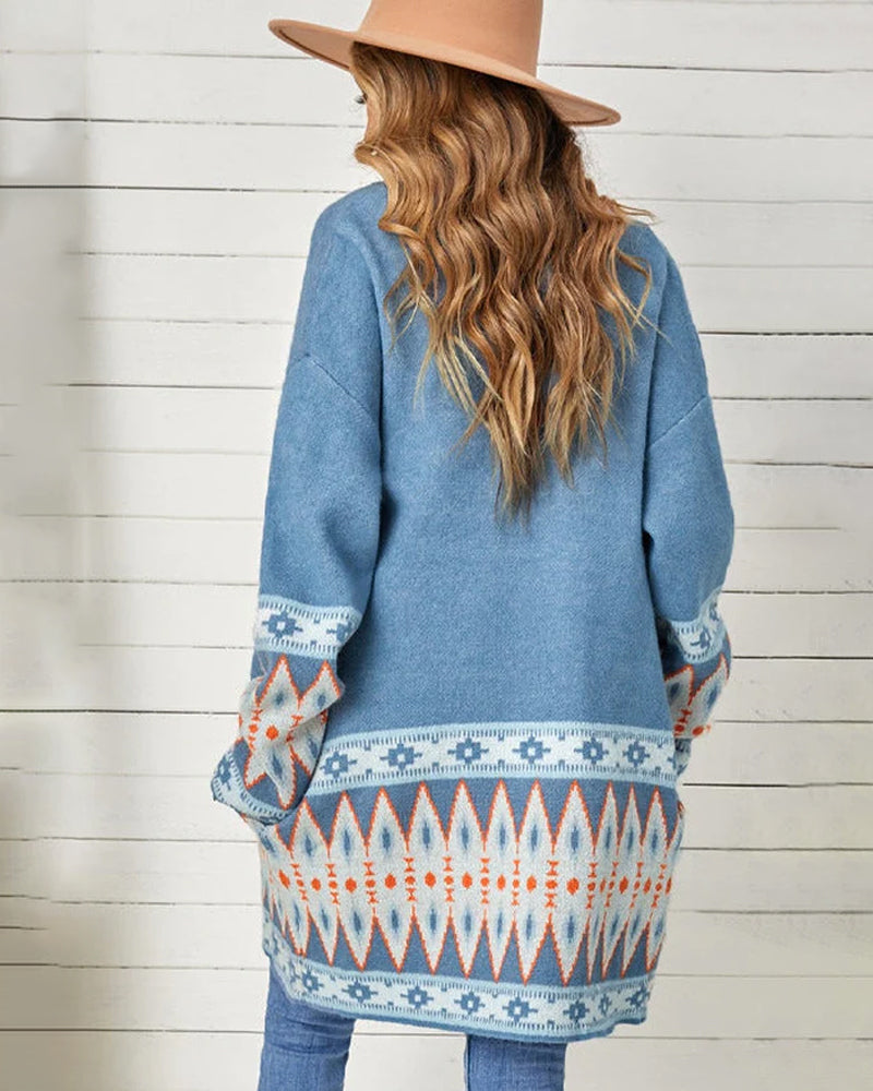 Strickjacke İm Ethno-Stil Mit Muster