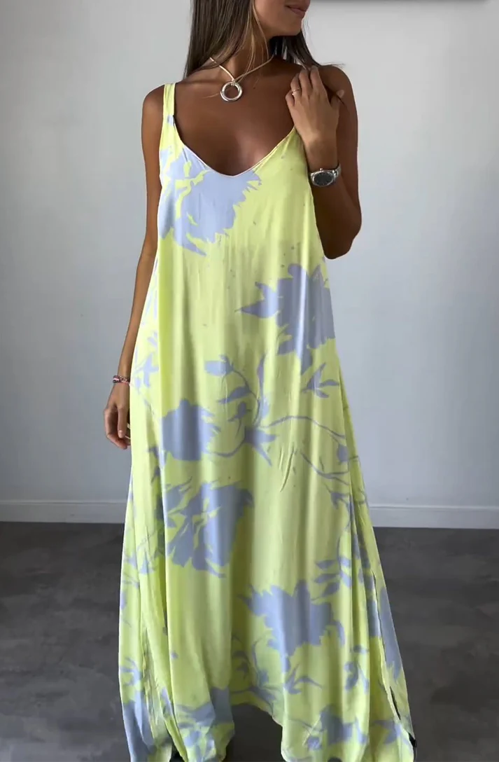 Gemustertes Maxikleid Mit Tief Ausgeschnittenen Trägern