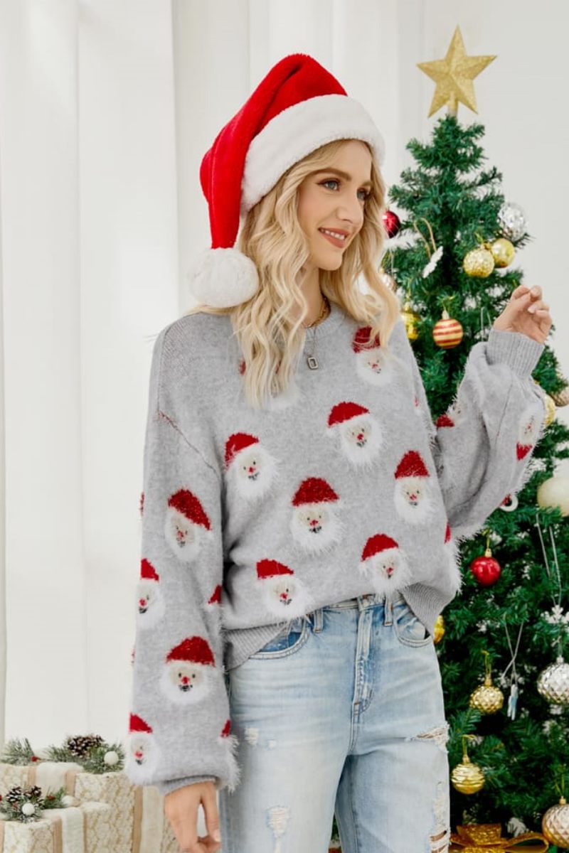 Strickpullover Mit Weihnachtsmann-Design