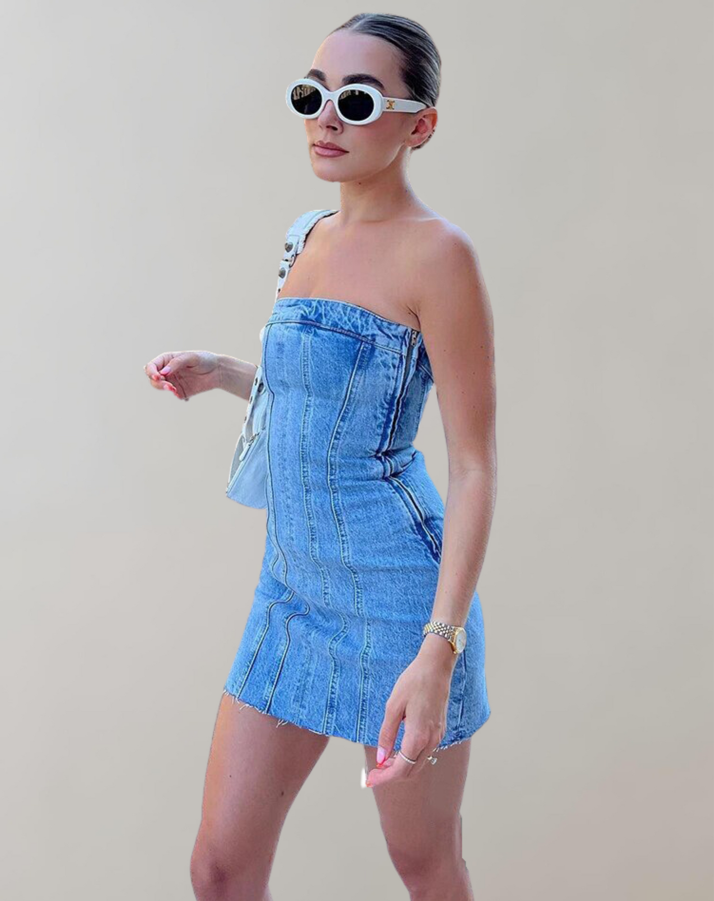 Elegantes Mini-Jeanskleid