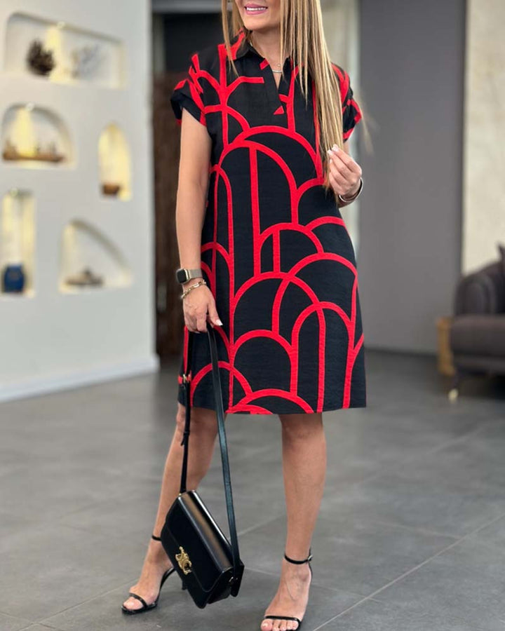 Gemustertes Midikleid Mit Hemdkragen
