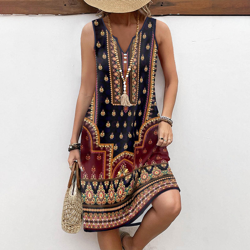 Minikleid İm Bohème-Stil Mit V-Ausschnitt