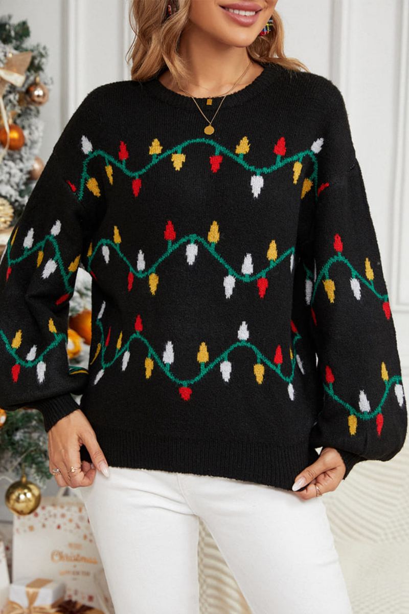 Lässiger Strickpullover Mit Rundhalsausschnitt Und Stickerei