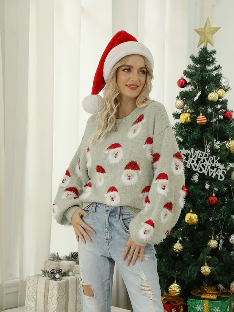 Strickpullover Mit Weihnachtsmann-Design