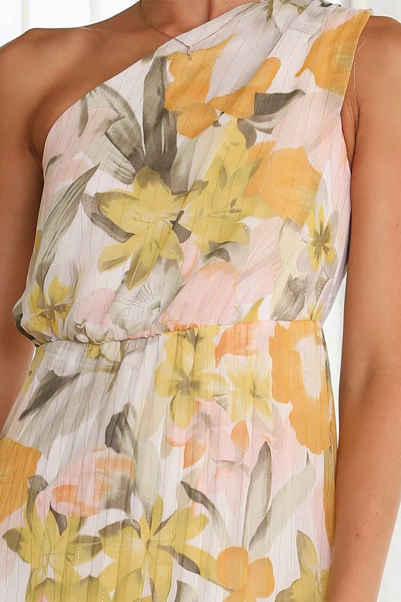 Maxikleid Mit One-Shoulder-Träger Und Blumenmuster