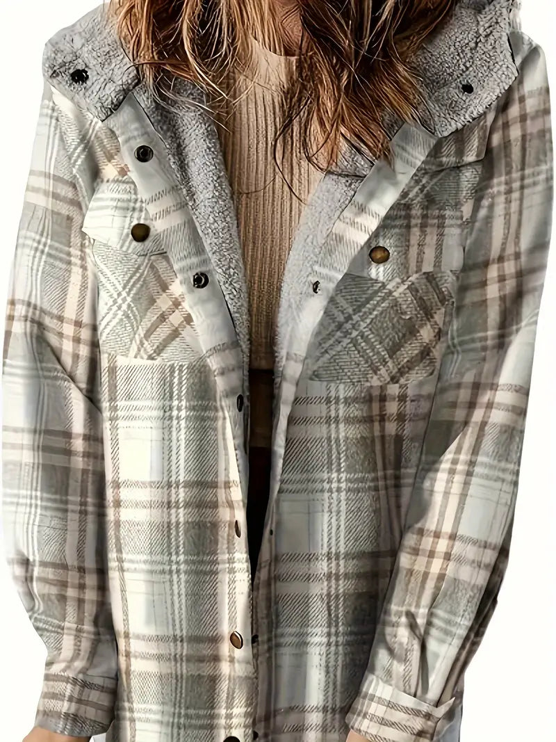 Karierte Jacke Mit Kapuze Und Reißverschluss