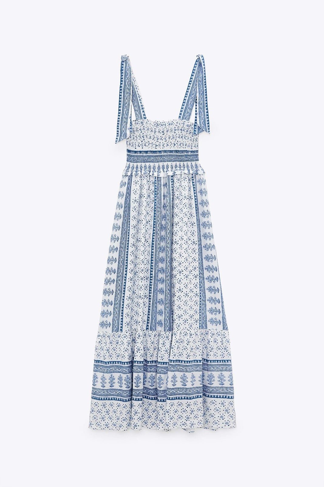Gestreiftes Midikleid Mit Botanischem Blumenmuster