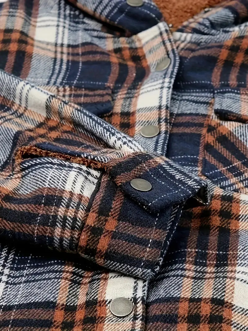 Karierte Jacke Mit Kapuze Und Reißverschluss
