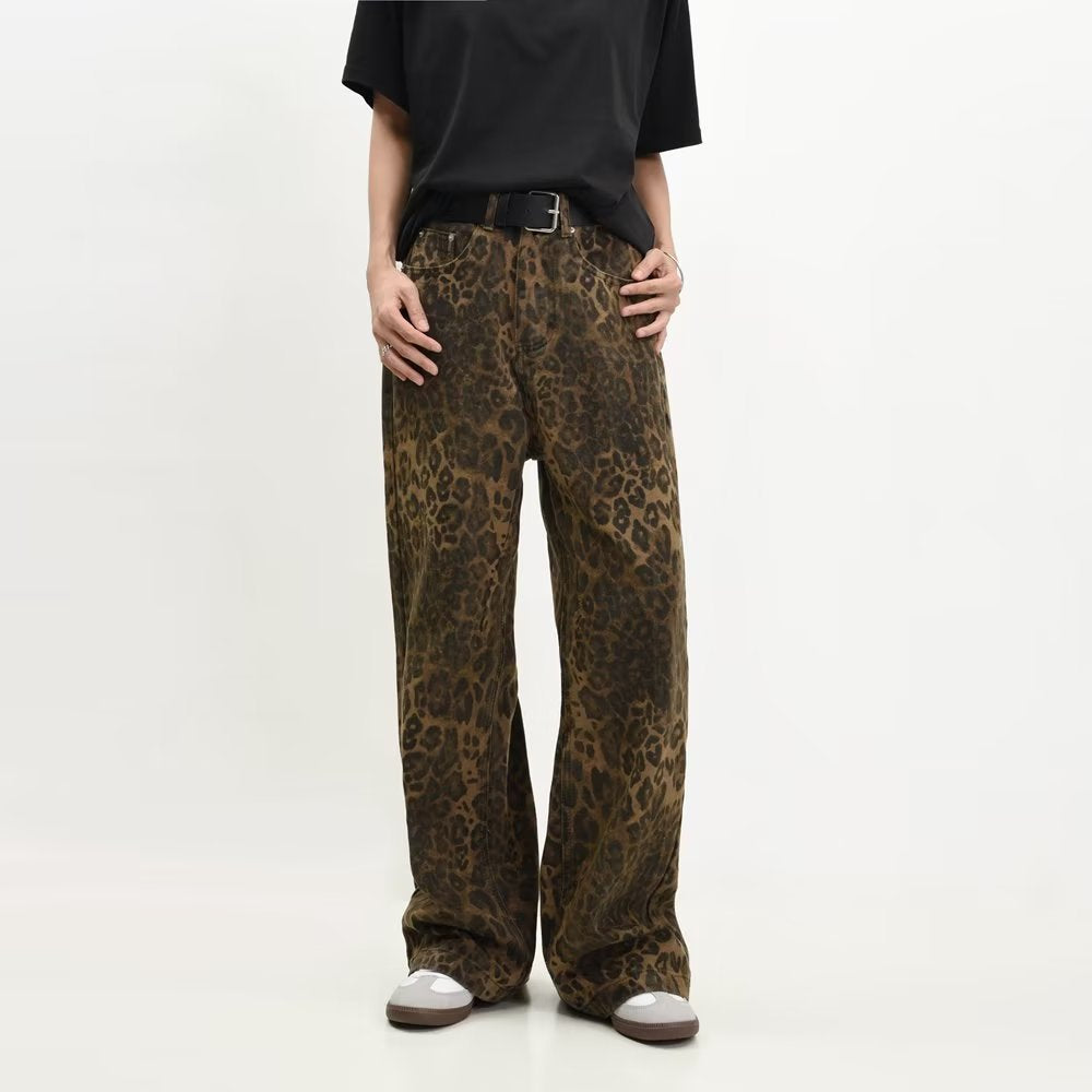 Stylisches Design Jeans Mit Leopardenmuster