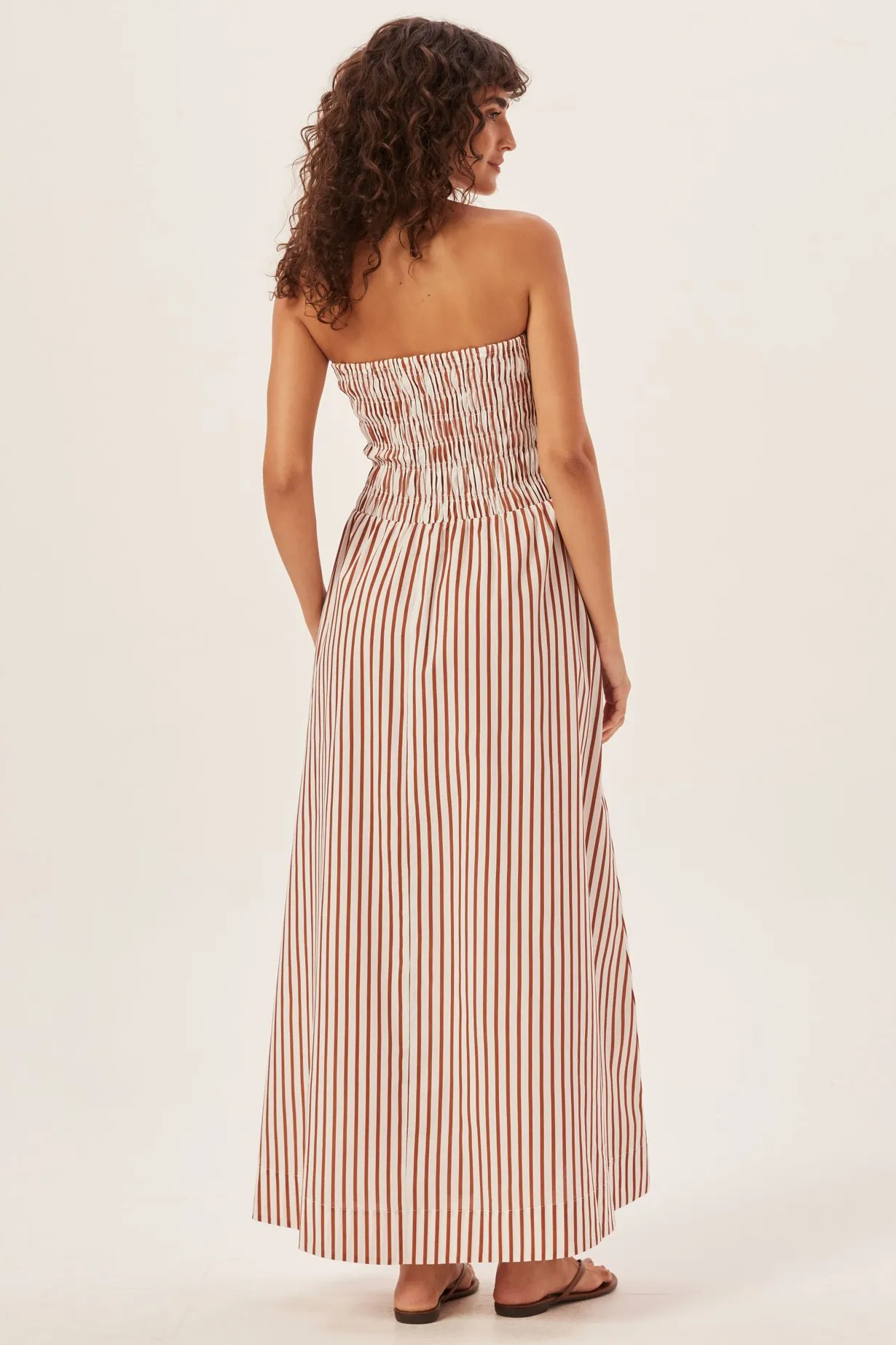 Gestreiftes, Gesmoktes Schlauch-Maxikleid
