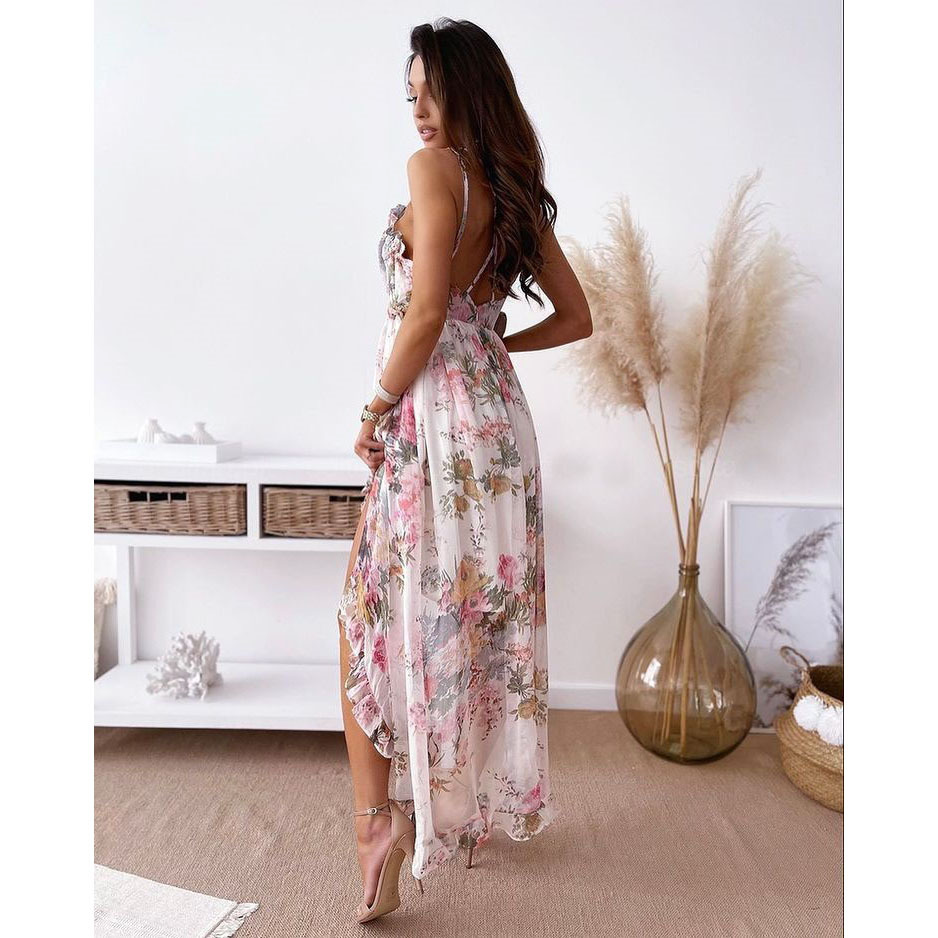 Gemustertes Chiffonkleid Mit Dünnen Trägern