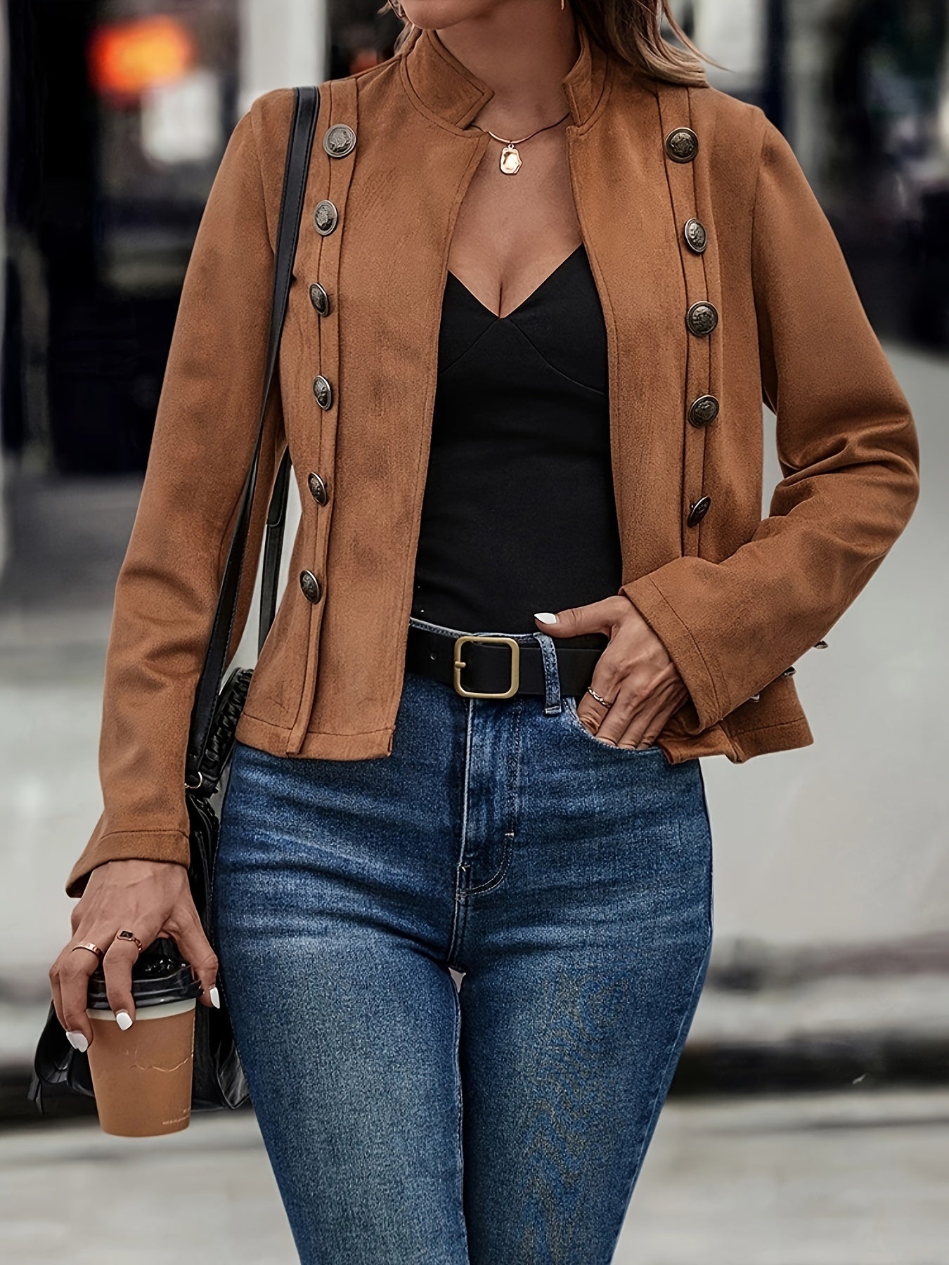 Stylische Designjacke Mit Knopfdetail