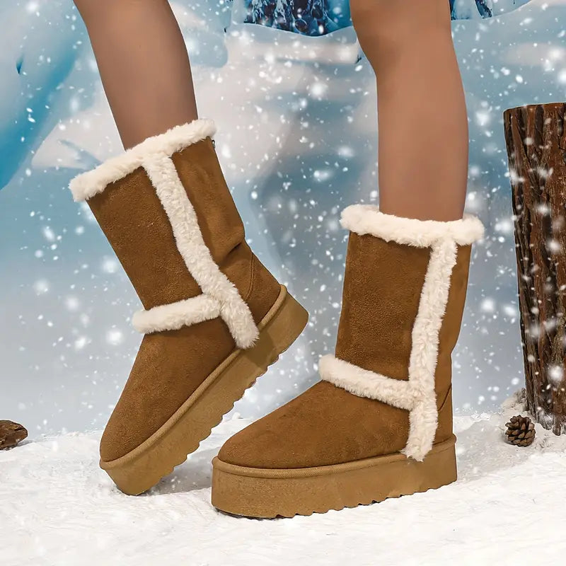 Stilvolles Design Winterstiefel Für Damen Mit Hoher Sohle