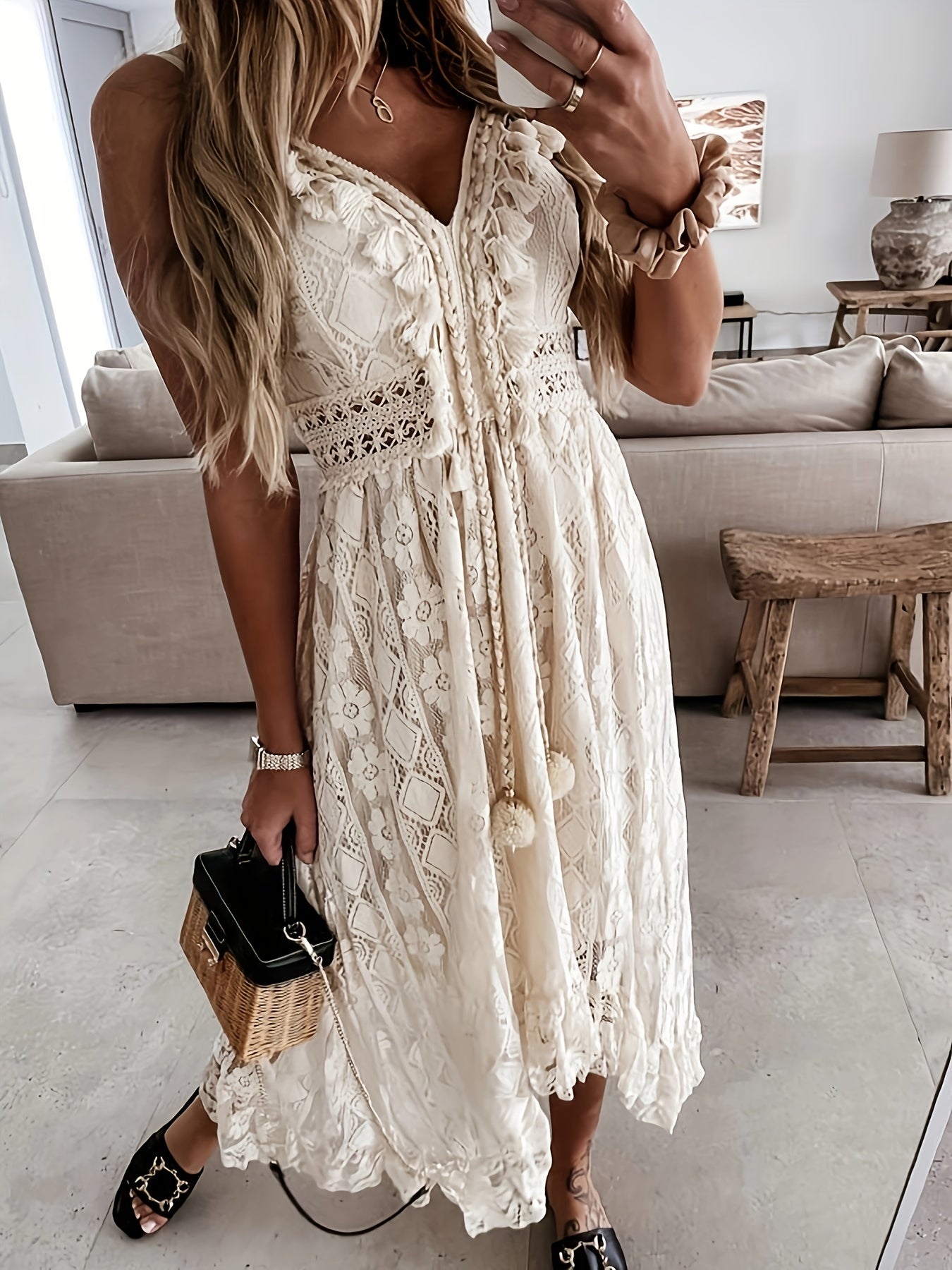 Maxikleid Mit V-Ausschnitt