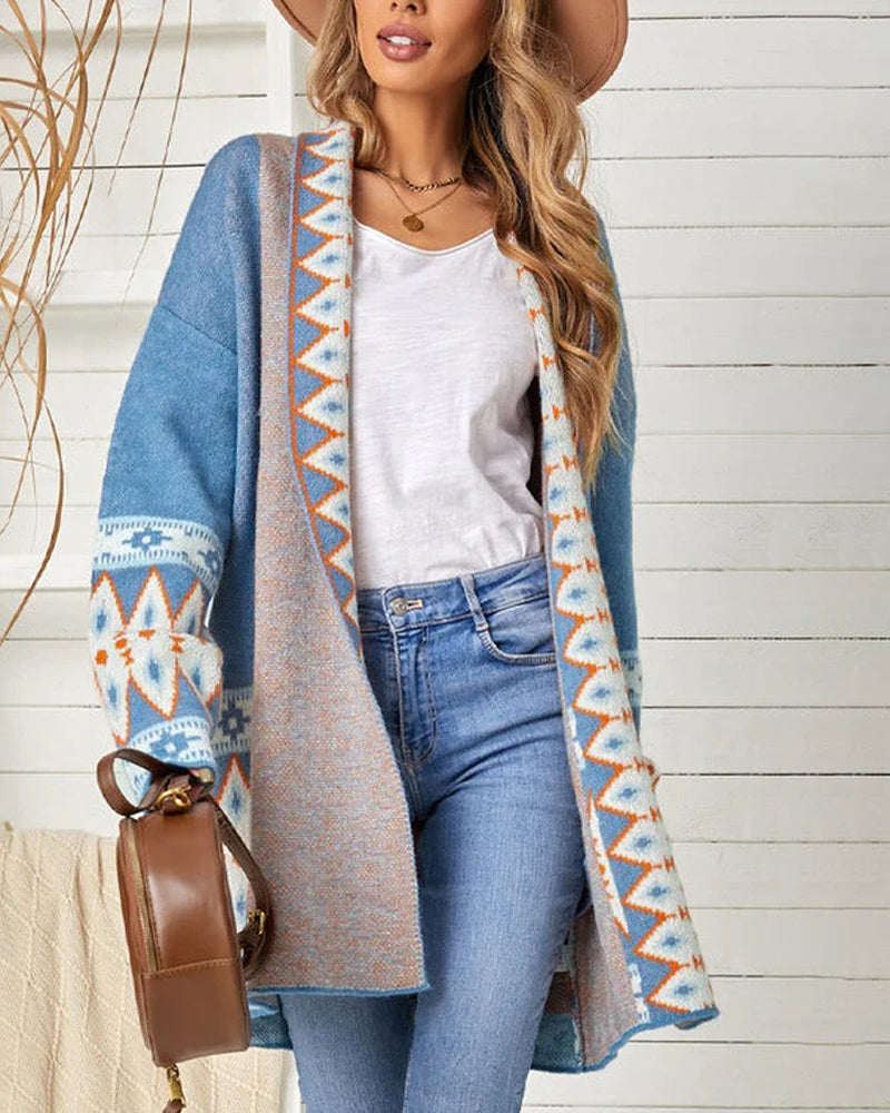 Strickjacke İm Ethno-Stil Mit Muster