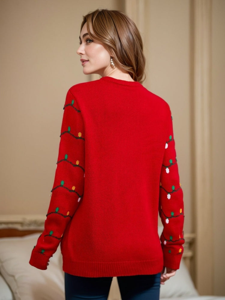 Strickpullover Mit Weihnachtsbaum-Stickerei