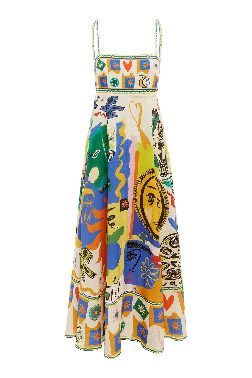 Gemustertes Maxikleid Mit Quadratischem Ausschnitt