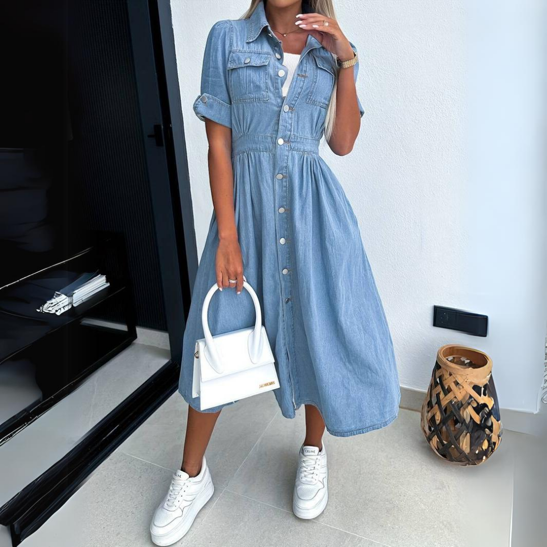 Stilvolles Jeans-Midikleid
