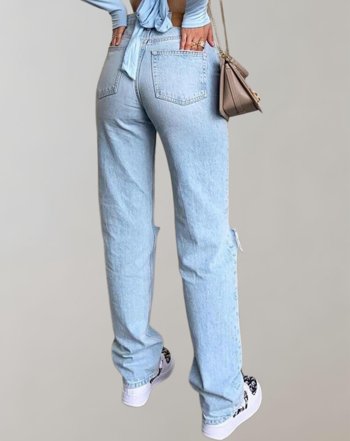 Zerrissene Jeans Mit Weitem Bein