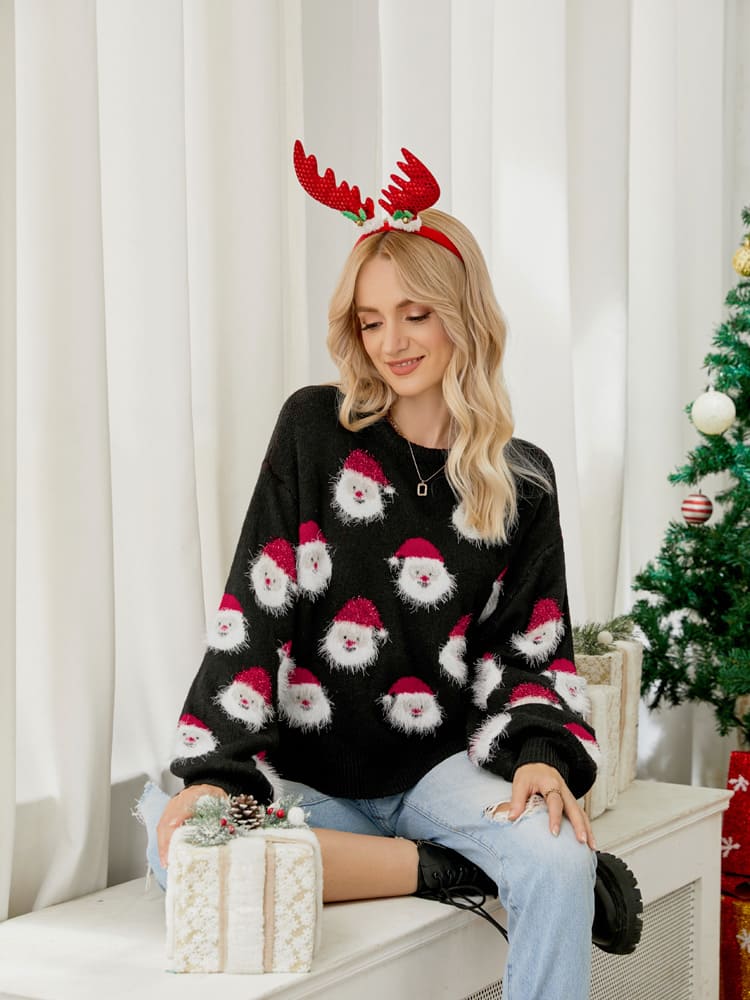 Strickpullover Mit Weihnachtsmann-Design