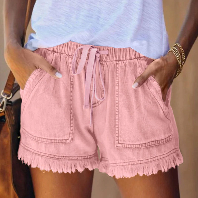 Dehnbare Jeansshorts Mit Hoher Taille
