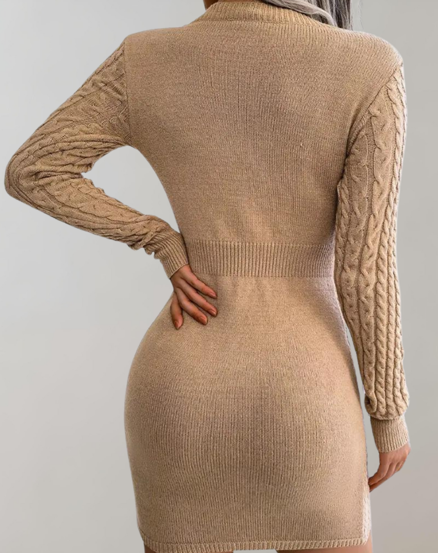 Elegantes Tief Ausgeschnittenes Strick-Minikleid