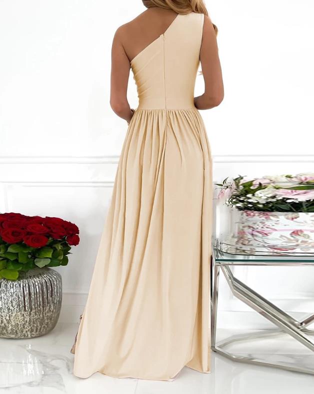Maxi-Cocktailkleid Mit One-Shoulder-Träger Und Hohem Schlitz