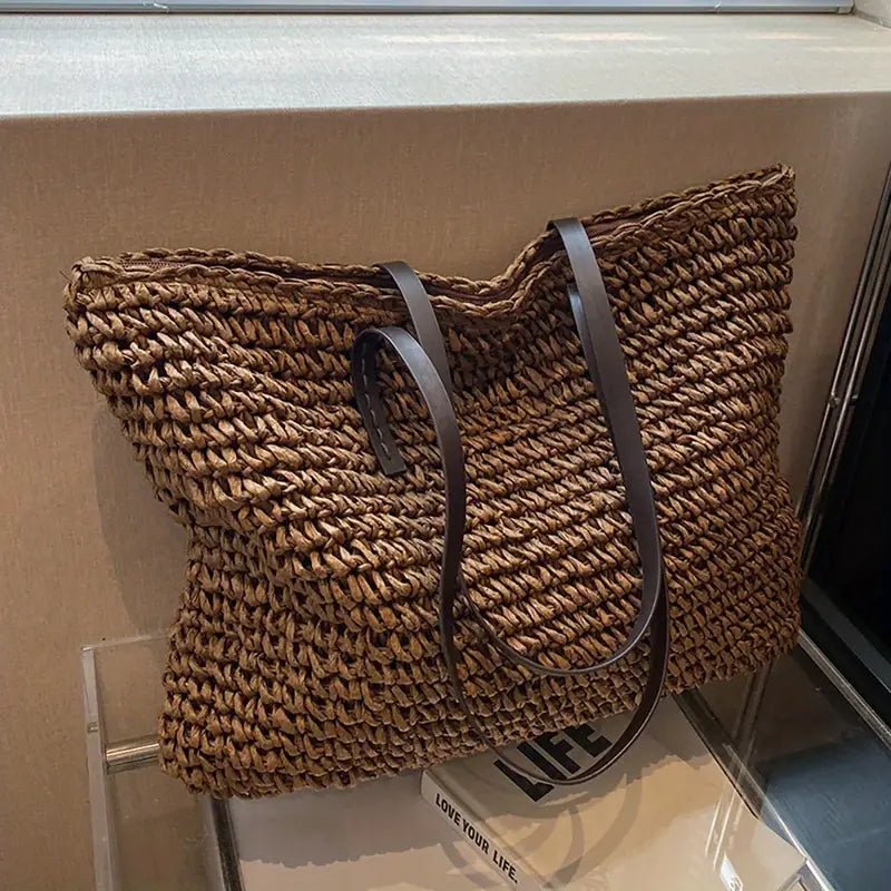 Große Gestrickte Tragetasche | Tasche İm Bohemian-Strandstil