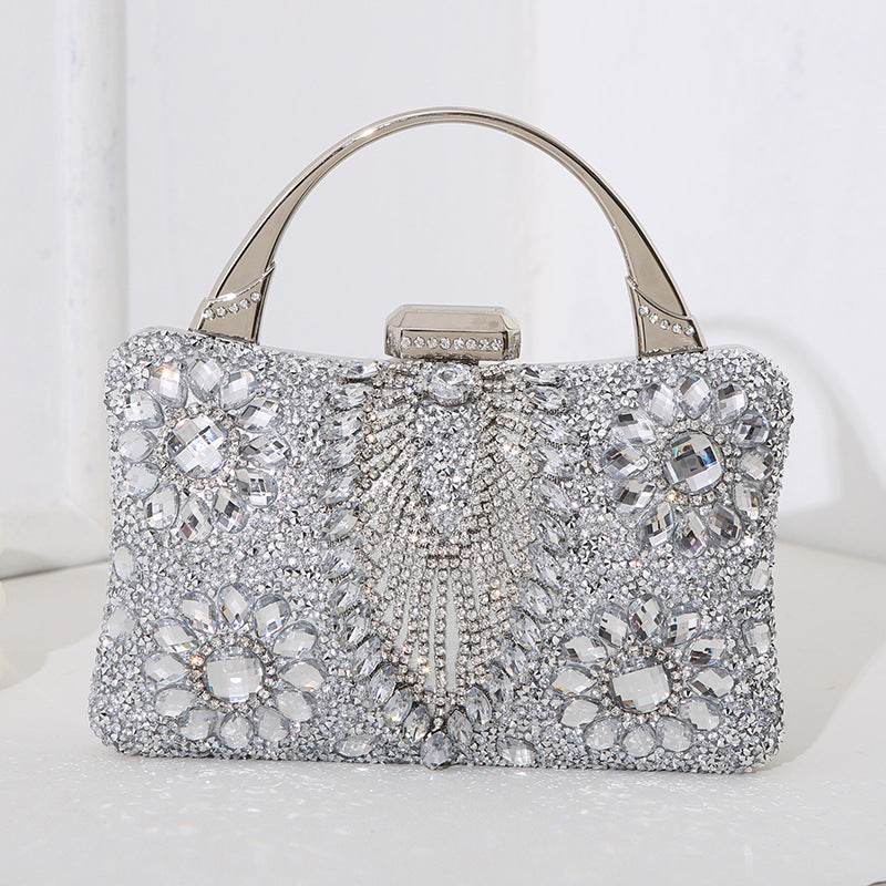 Handgefertigte Abendtasche Mit Diamant-Detail İn Metallic