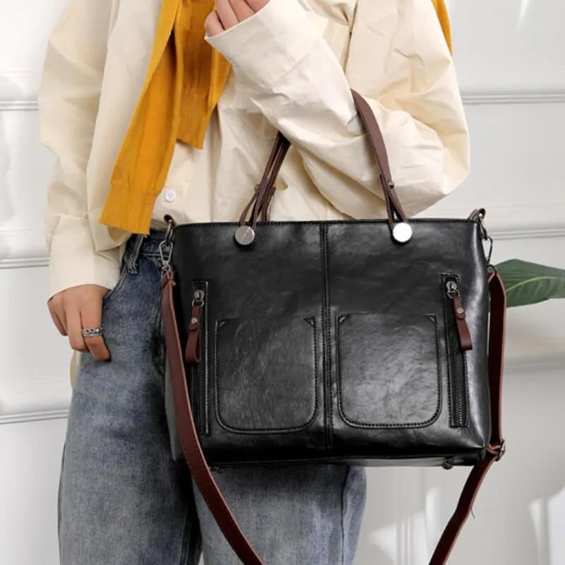Vintage Leder Damen Umhängetasche