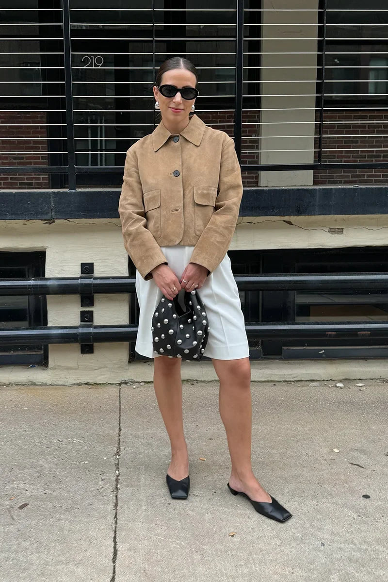 Wildlederjacke Mit Taschendetails