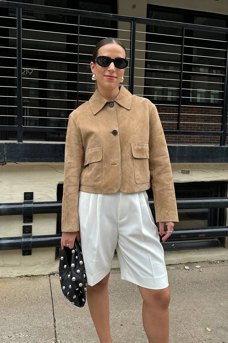 Wildlederjacke Mit Taschendetails