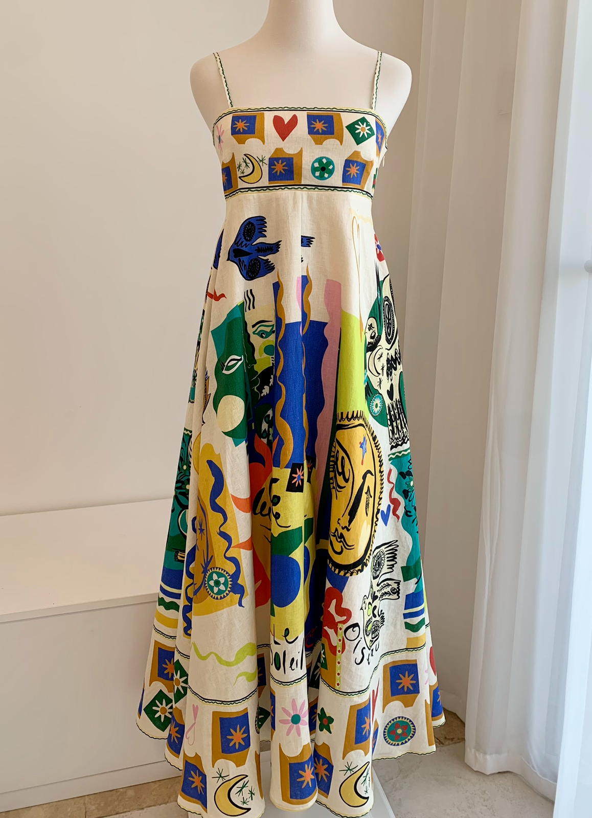 Gemustertes Maxikleid Mit Quadratischem Ausschnitt