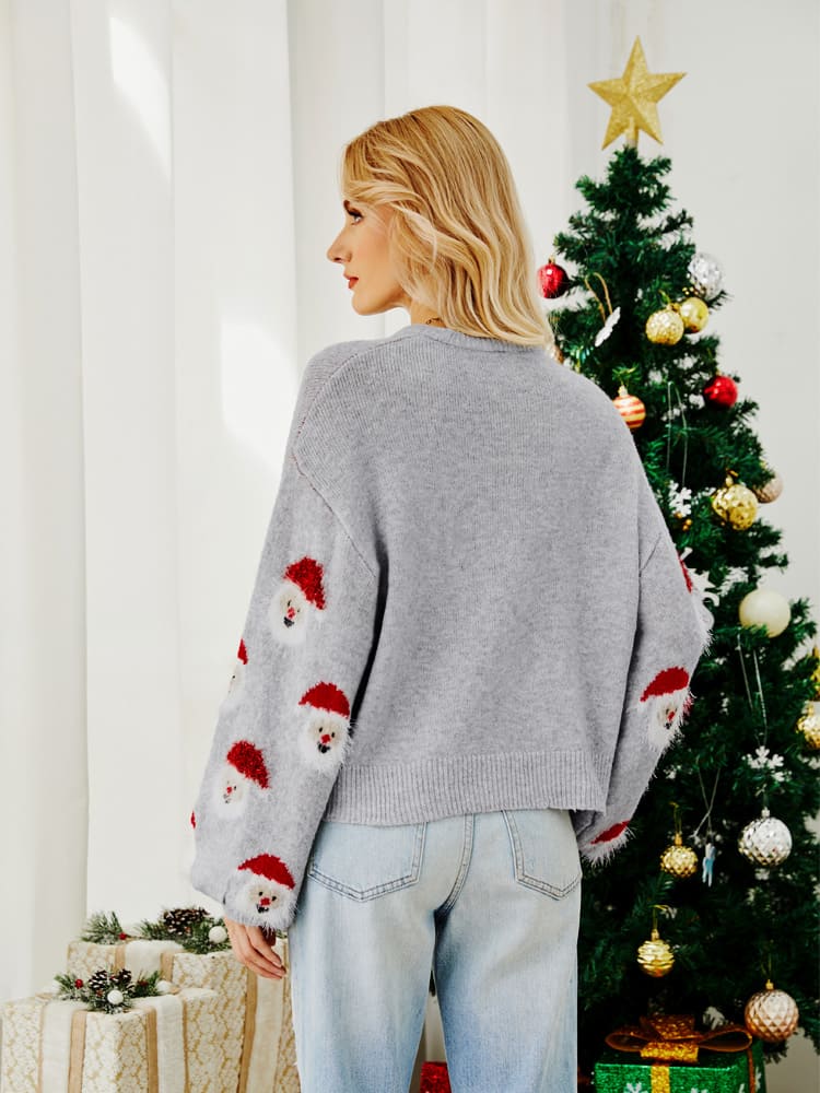 Strickpullover Mit Weihnachtsmann-Design