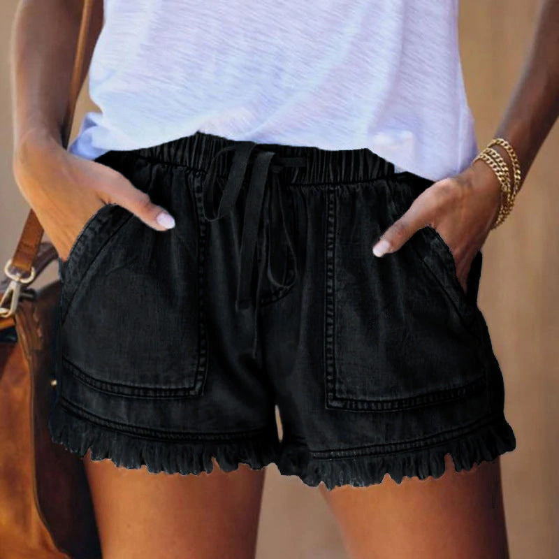 Dehnbare Jeansshorts Mit Hoher Taille