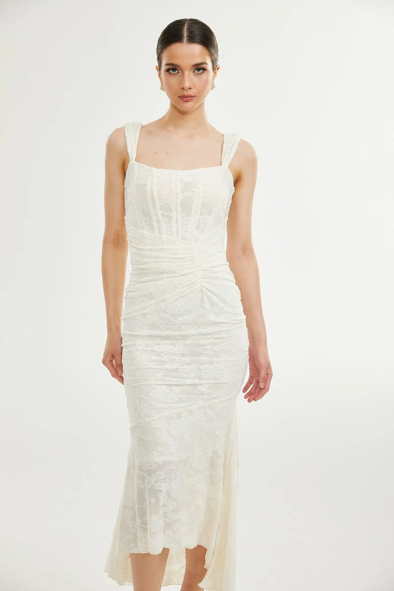 Maxikleid Mit Blumenmuster Und Corsage