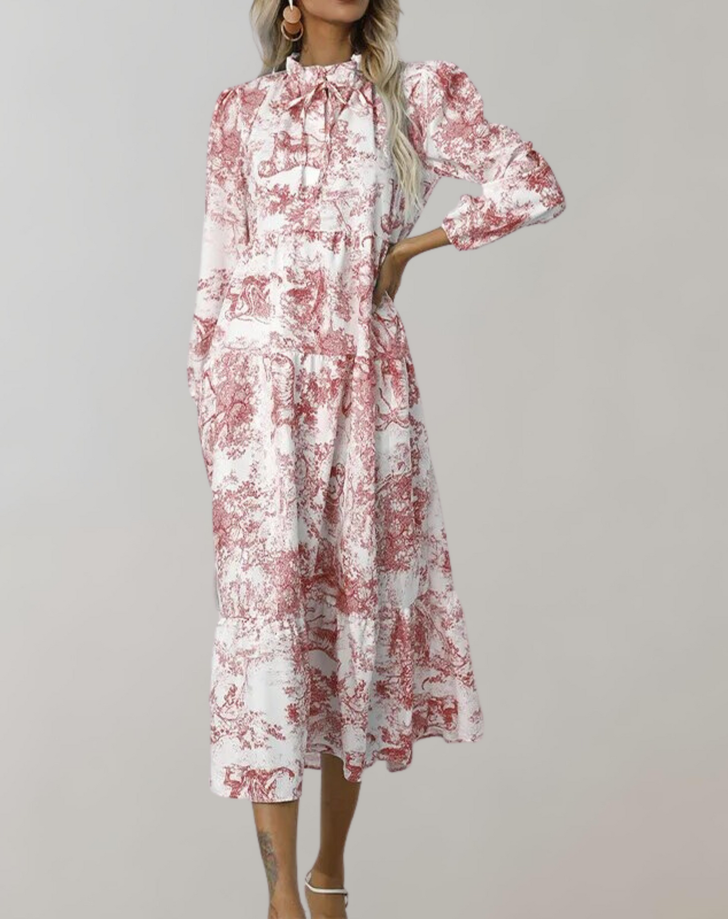 Buntes Midikleid Mit Hemdkragen