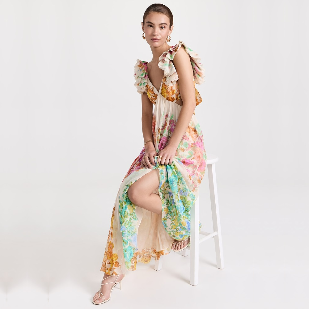Farbenfrohes Maxikleid Mit Faltendetail