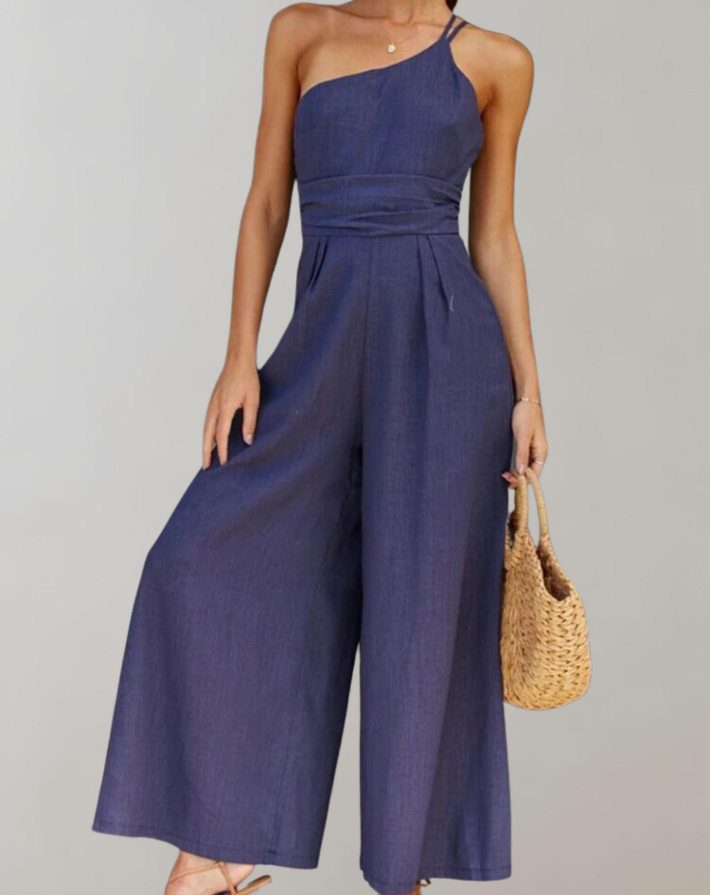 Elegantes One-Shoulder-Midikleid