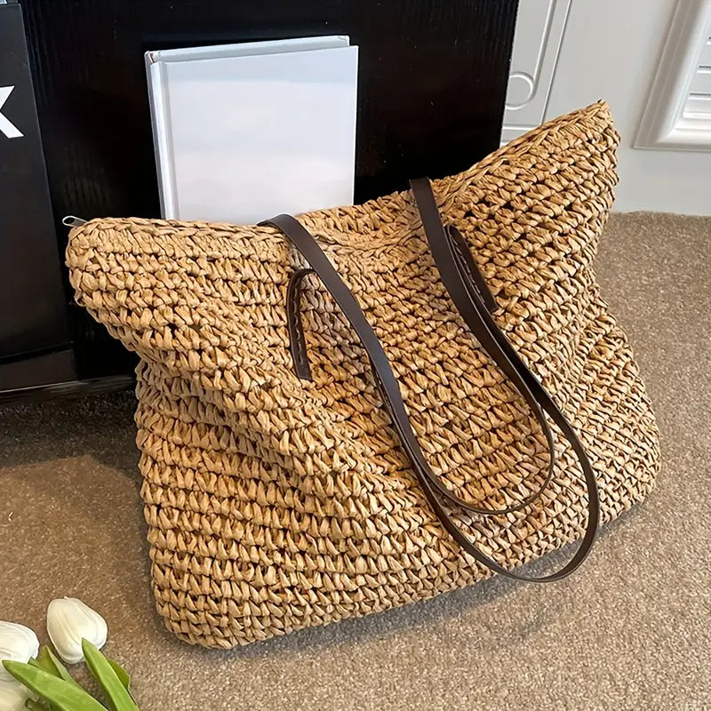 Große Gestrickte Tragetasche | Tasche İm Bohemian-Strandstil