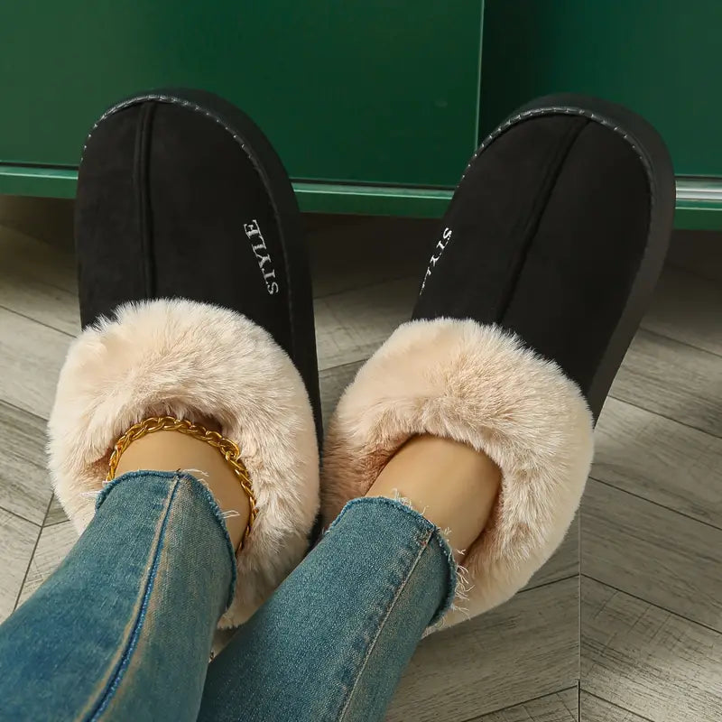 Stilvolle Plüschstiefel Mit Hoher Sohle