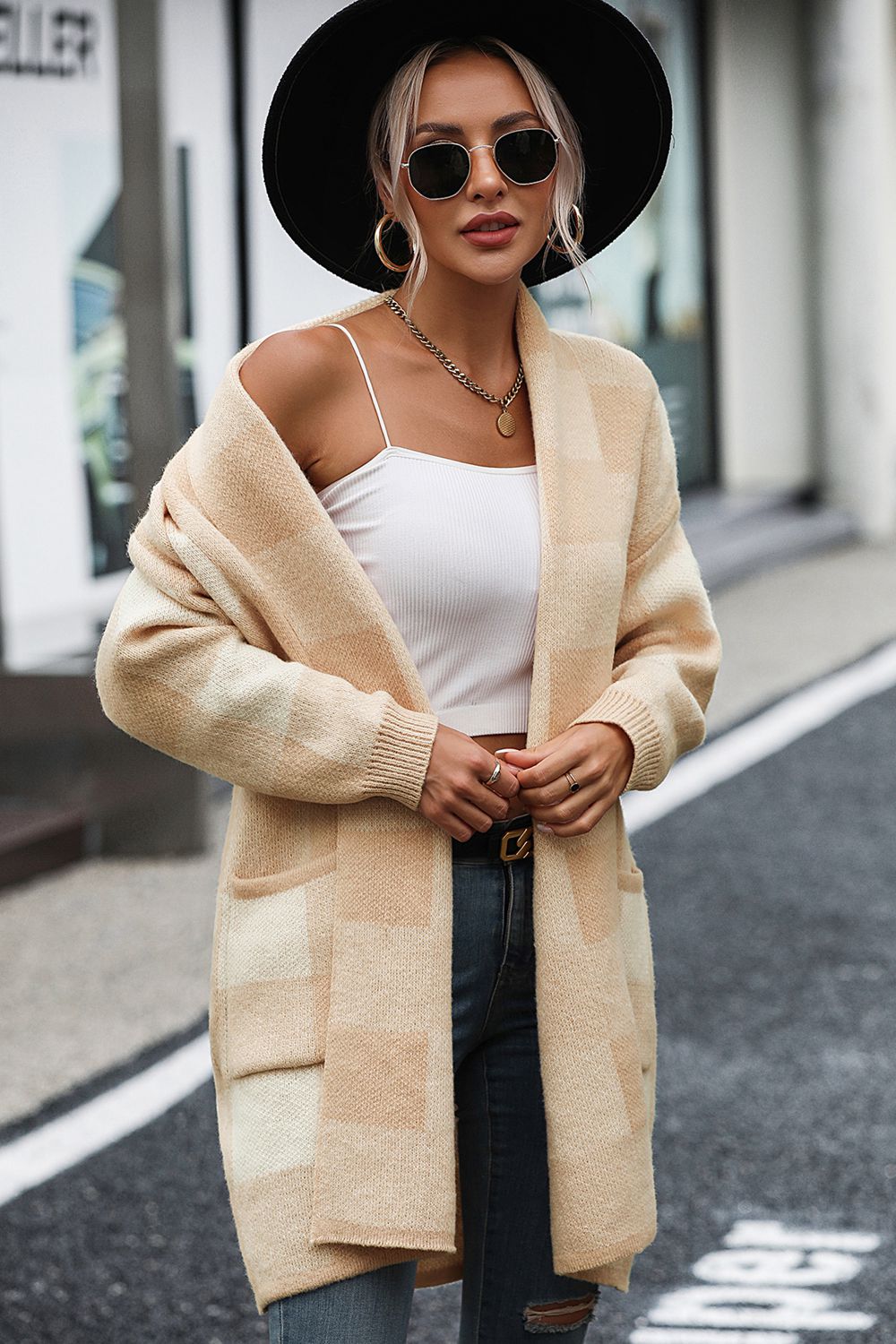Eleganter Karierter Cardigan