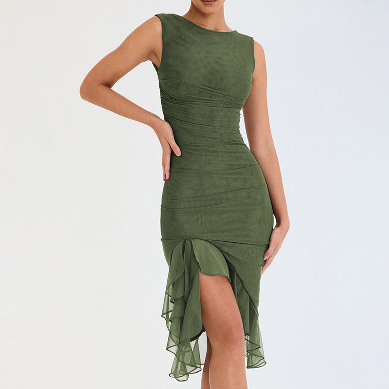 Ärmelloses Rückenfreies Midikleid