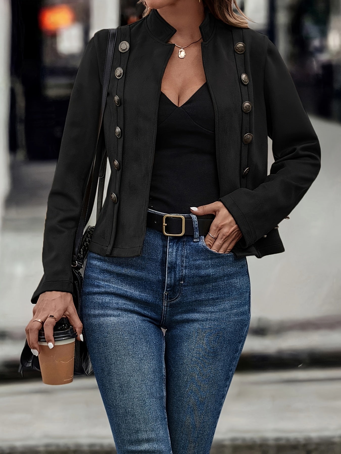 Stylische Designjacke Mit Knopfdetail