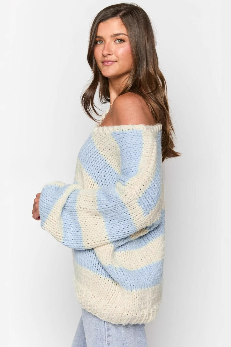 Edler Strickpullover Mit Streifenmuster