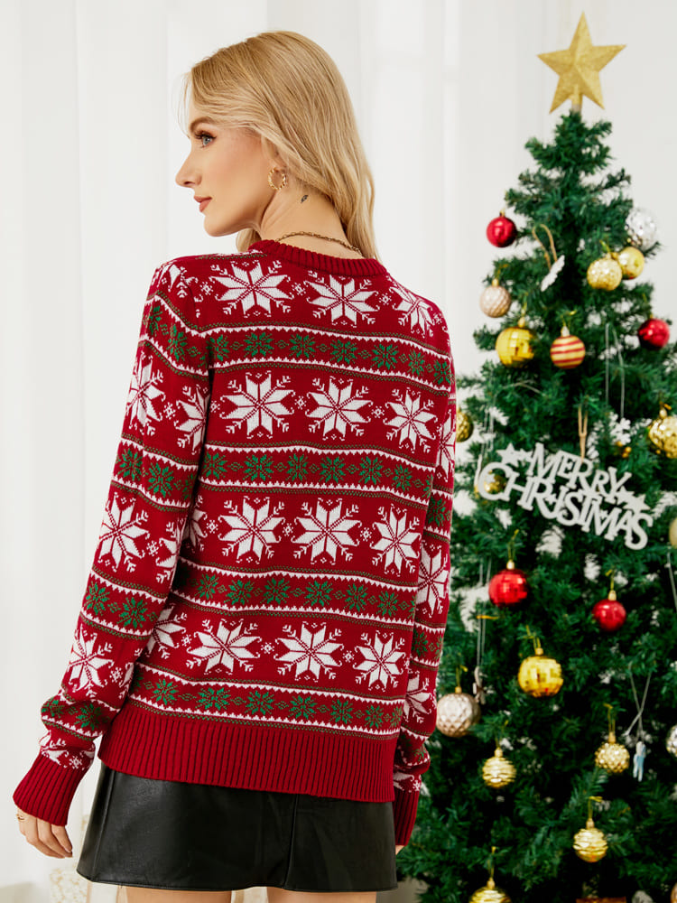 Pullover Mit Weihnachtlicher Schneeflockenstickerei