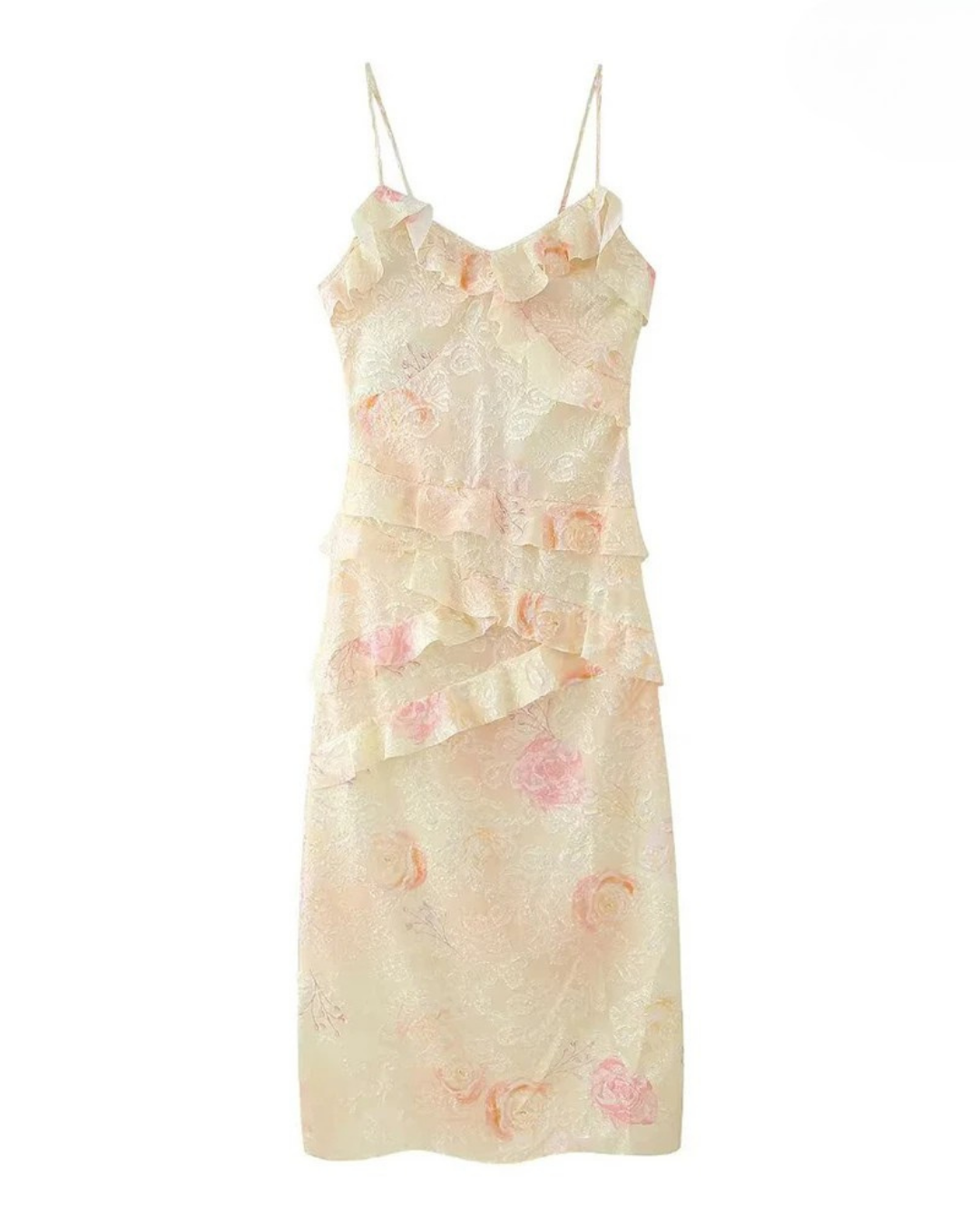 Neckholderkleid Mit Rüschen Und Farbverlauf Aus Netzstoff, Sexy, Rückenfreies Sommerkleid Mit V-Ausschnitt