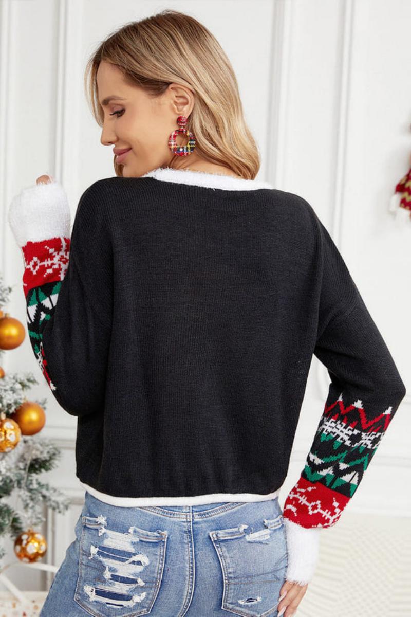 Pullover Mit Rundhalsausschnitt, Katzen-Stickerei Und Pailletten