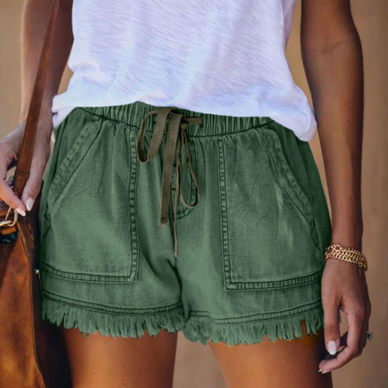 Dehnbare Jeansshorts Mit Hoher Taille